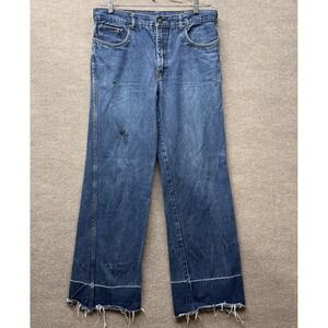 Neil Norman Vintage Jeans Mens 36x29 Wide Distressed Raw Hem Hong Kong 60s 70s
